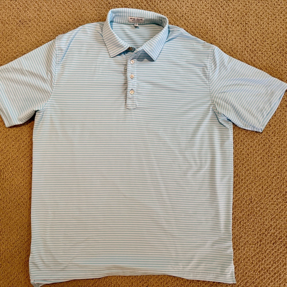 Peter Millar Sky Blue Striped Polo Shirt